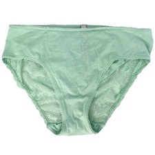 Victoria Secret Hi-Leg Brief Panties Mint Green Sheer Lace Panel Cotton L