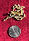 Gold Tone Reindeer Pin with Rhinestone Eyes-Made in Hong Kong — photo 2
