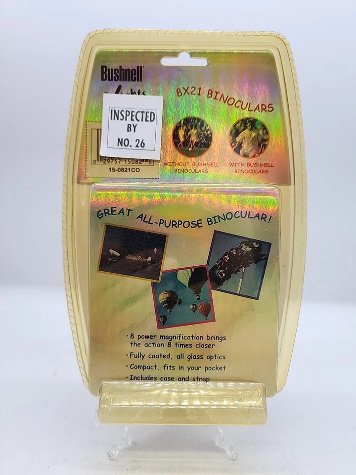 Bushnell X Sights Pocket Small 4x3" Thumb Focus Mini Binoculars Orange 8x21 Bag - Image 3 of 4