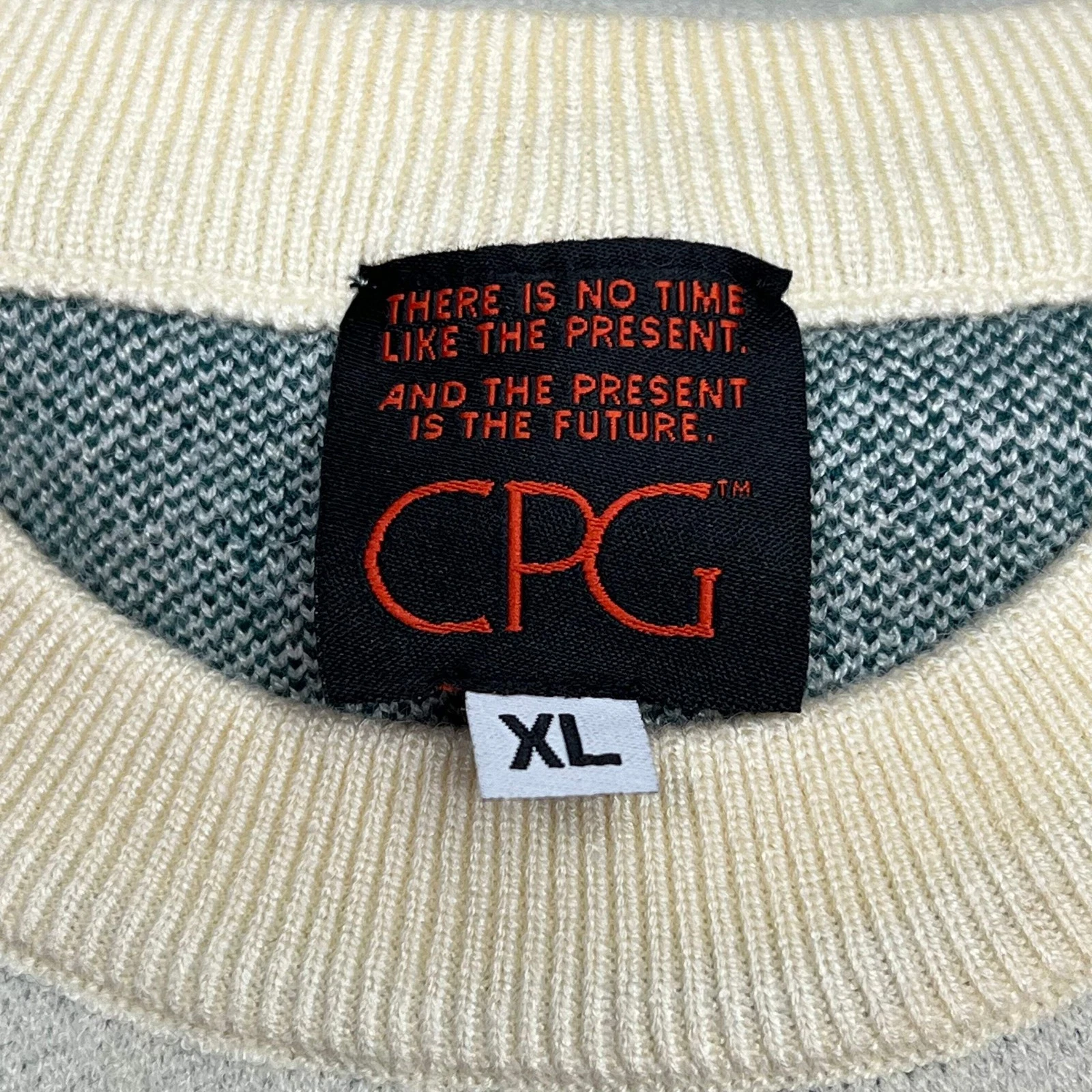 CPG CODEGRAPHY WORLDWIDE Sweater Women's Sz XL Green/Crème WCPG-SWTR-NTRL-2022-3 image 10