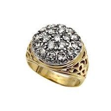4Ct Round Created Diamond Cluster Men's 14K Yellow Gold Plated Engagement Ring