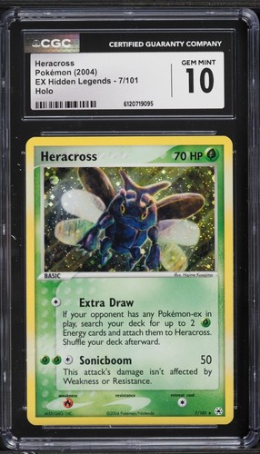2004 POKEMON EX HIDDEN LEGENDS HERACROSS HOLO 7/101 CGC 10 GEM MINT