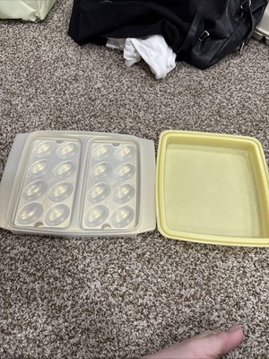 Vintage Tupperware Deviled Egg Carrier Harvest Gold 723-4 Square Server Lid