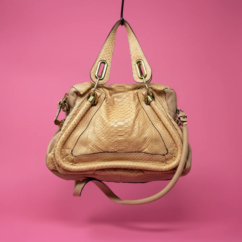 Chloe Paraty Beige Python with Shoulder Strap - image 1