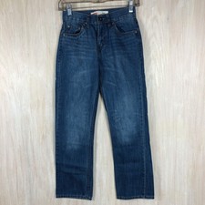 Levi s 514 Straight Leg Dark Wash 100 Cotton Denim Jeans Youth Boys 14 Slim
