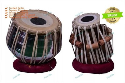 STEEL TABLA SET Chrome Finish, Sheesham Wood Dayan INDIAN MUSICAL INSTRUMENT