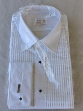 Vintage After Six Men's White Pleated Tuxedo Dress Shirt Size 15 1/2- 34 NEW