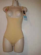 ASSETS by SPANX Sz 1X Open Bust Panty Bodysuit Beige 10247R
