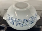 Vintage Pyrex 443 Colonial Mist Cinderella Mixing Bowl White with Blue Flowers