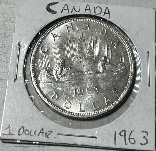 1963 Canada Silver Dollar World Foreign Canadian 80% Silver .600 ASW.