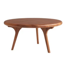 Aron Living Jasper Round Solid Wood Coffee Table in Walnut