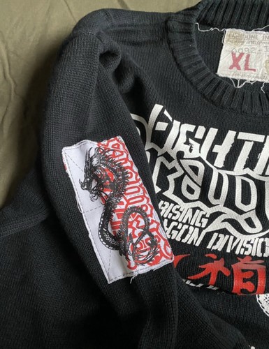 Vintage Y2K Fighting Dragons Knit Sweater XL – Asian Dragon Streetwear Pullover - Picture 3 of 3