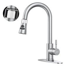 Kitchen Faucet With Pull Down Sprayer, Brushed Nickel Water Filter Faucets, H...