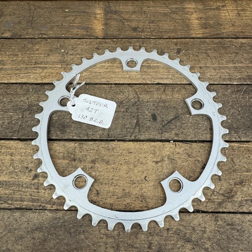 Vintage Suntour 42T Chainring 130 BCD 5-Arm Silver Aluminum Road Bike ...