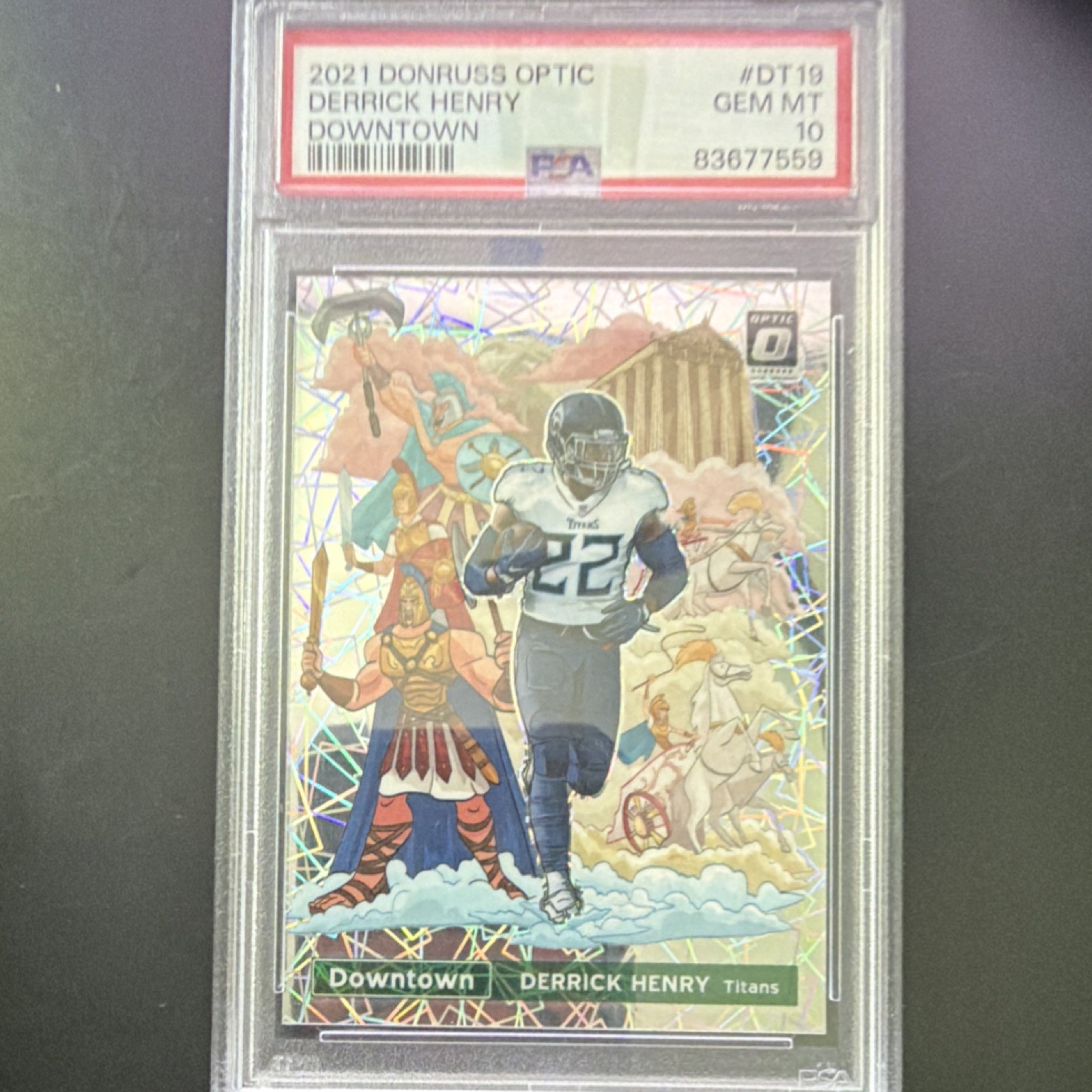 2021 Panini Donruss Optic Derrick Henry Downtown #DT-19 Titans PSA 10