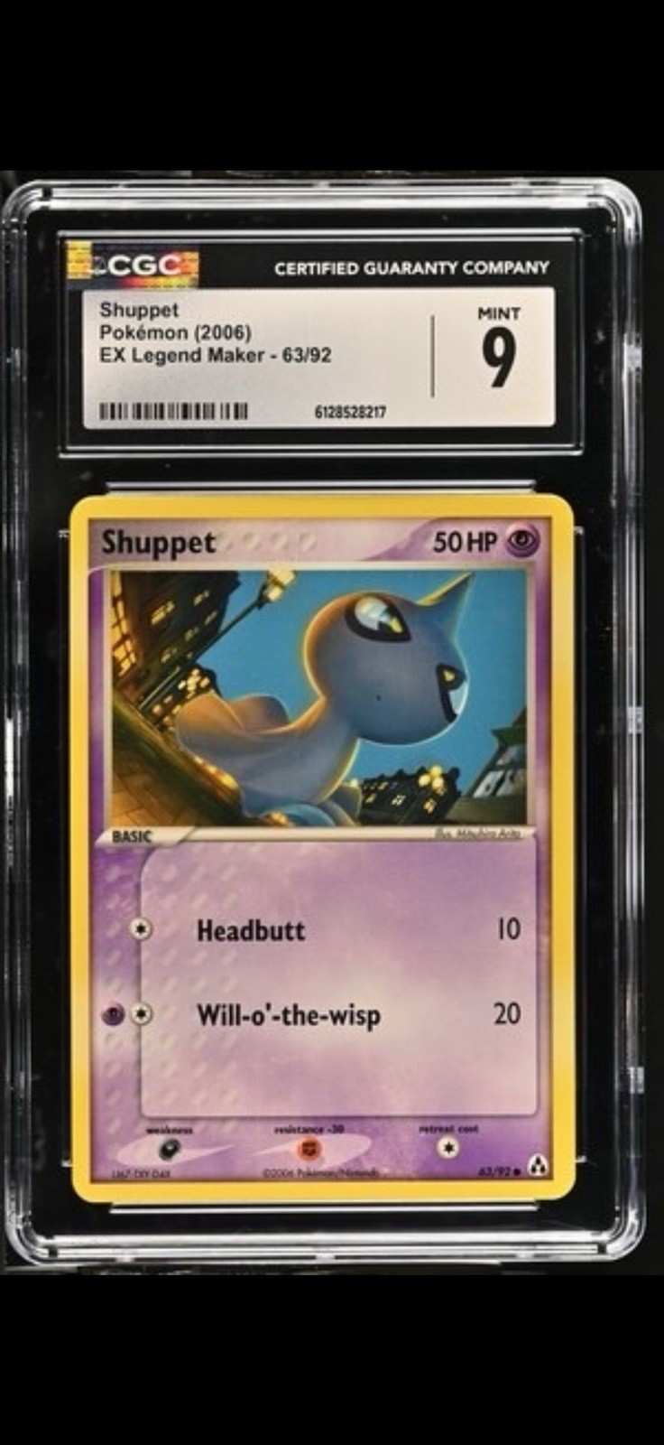 CGC 9 Shuppet 63/92 EX Legend Maker Pokémon TCG Card 2006 English Regular