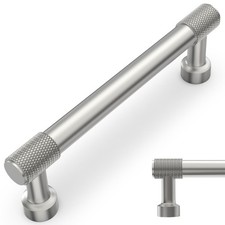 10 Pack 5Inch128mm Brushed Satin Nickel Kitchen Cabinet Handles Knurled Cabin...