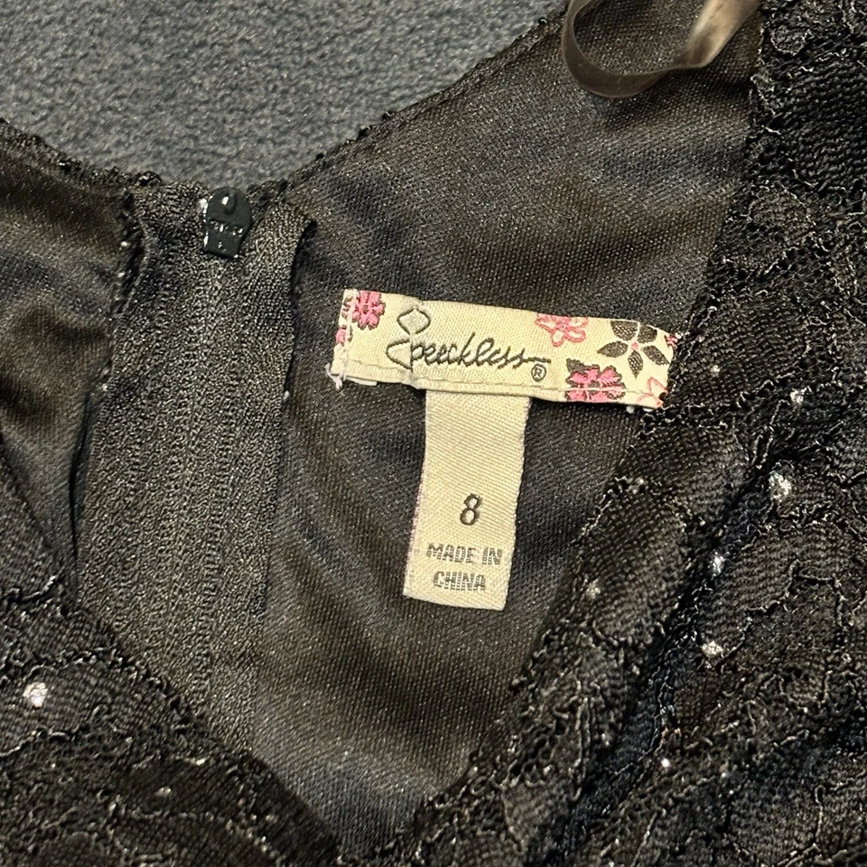 Vestido de fiesta de Navidad Speechless para niñas talla 8 negro brillante iglesia Foto 3 de 4