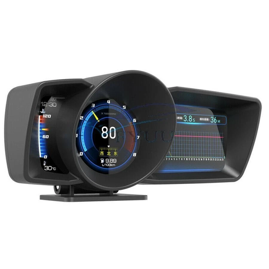 3.5"" Doble Pantalla Coche Inteligente SUV OBD2 + GPS Calibre HUD Velocímetro Turbo RPM Alarma Foto 2 de 4