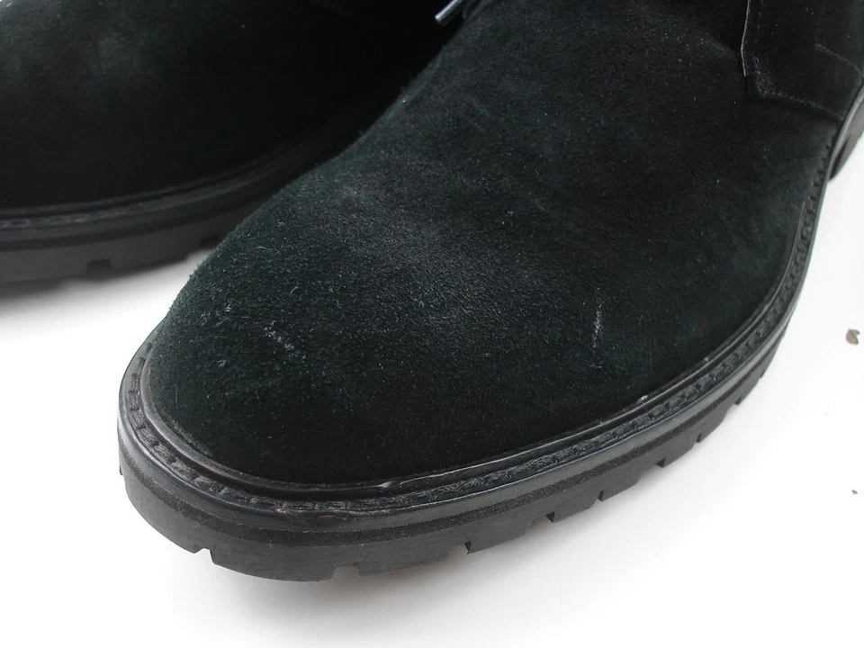 Botas chukka de cuero de gamuza de becerro Calvin Klein Ultan para hombre talla 10 M negras en bruto Foto 3 de 4