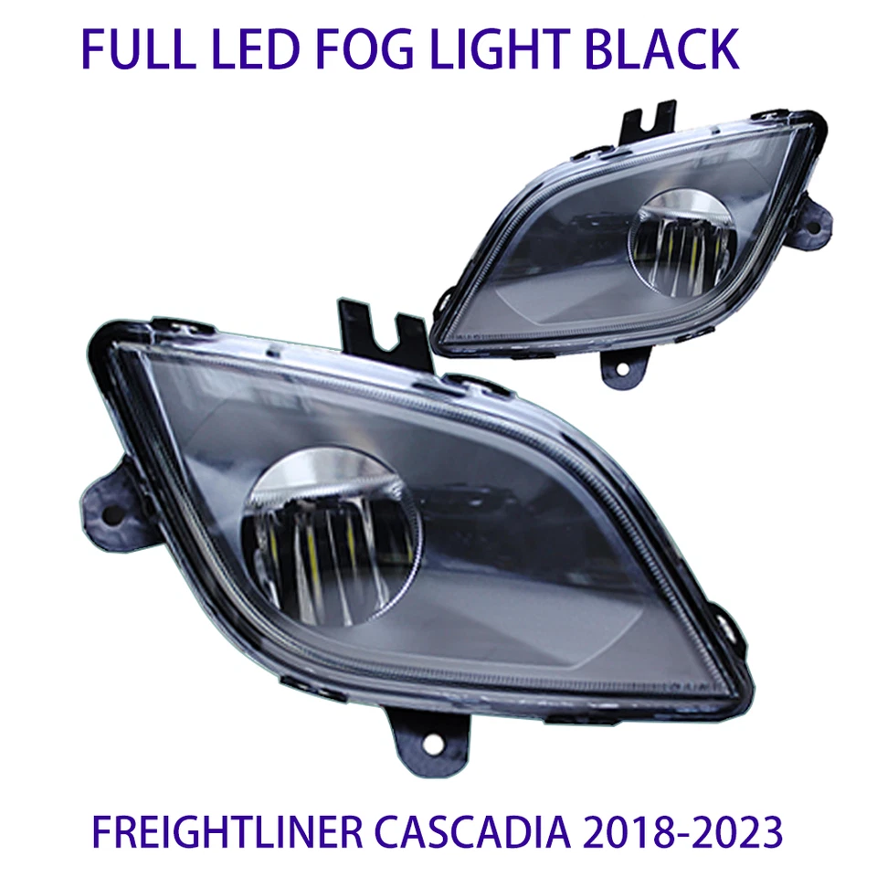 Par de luces antiniebla LED completas negras derecha e izquierda para Freightliner Cascadia 2018+ Foto 3 de 4
