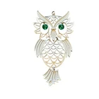 Vintage 1970’s Owl Pendant Necklace Articulated White Costume Jewelry No Chain