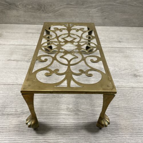 Vintage Brass Fireside Kettle Tea Pot Flat Iron Stand Trivet Hearth AGA Woodburn - Picture 4 of 16
