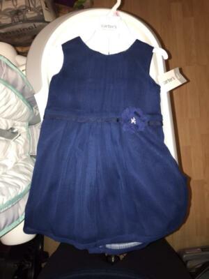 Carter's Formal Navy Blue Dress with Flower 9 Month Size *NWT* | eBay