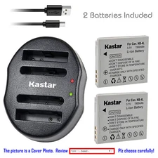 Kastar NB-4L Battery Charger for Canon PowerShot SD40 SD400 SD430 SD450 SD600