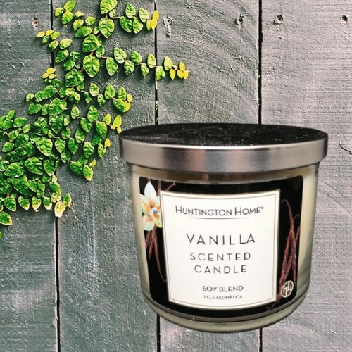 HUNTINGTON HOME Vanilla Scented 3Wick Candle Soy Blend (14 oz) ALDI