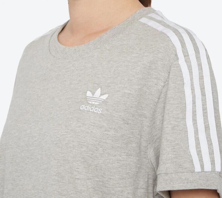 Camiseta Mujer Adidas Originales 3 Rayas Manga Corta - Gris CY4982 Foto 2 de 4