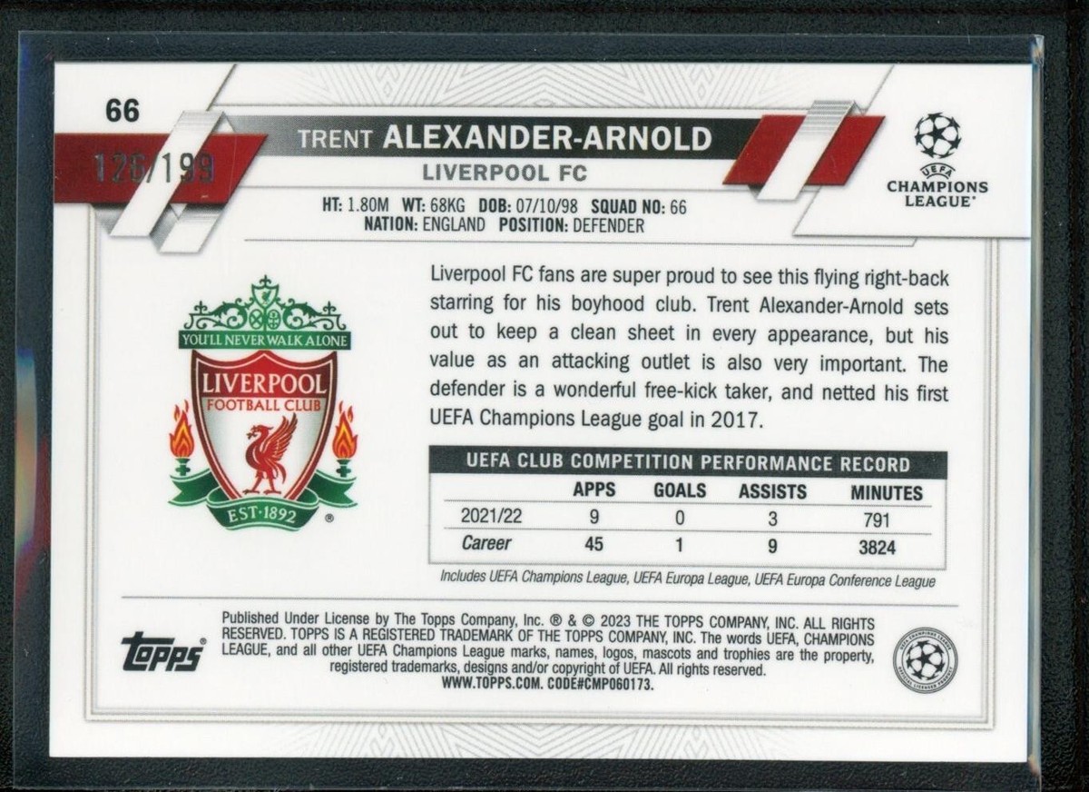 2023 TRENT ALEXANDER ARNOLD /199 TOPPS CHROME UEFA CHAMPIONS