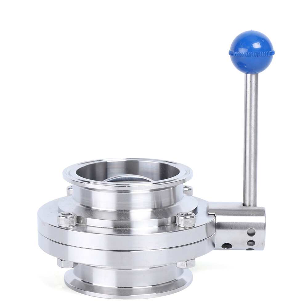 Beduan Sanitary Butterfly Tri Clamp Valve With Silicone Gasket SUS304 1 5 Inch Tri Clamp Clover Type 1 5 Tube Od