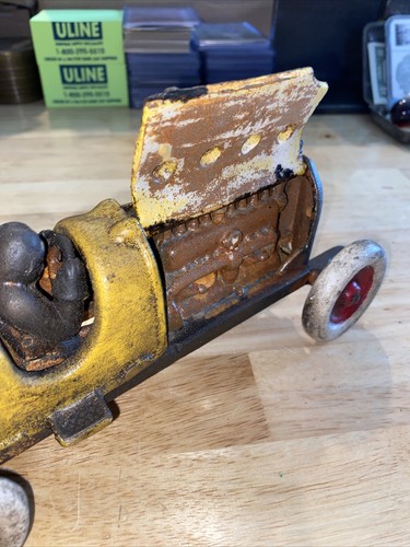 NASCAR Yellow Toy Race Car HOTROD RATROD Cast Iron Metal Car Truck Auto - Picture 7 of 12