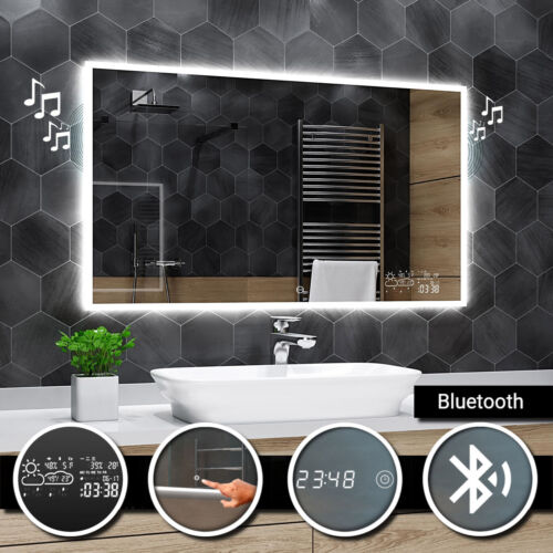 Bosten Badspiegel mit LED Beleuchtung Wandspiegel Spiegel  Bluetooth  Uhr A04 - Bild 1 von 5