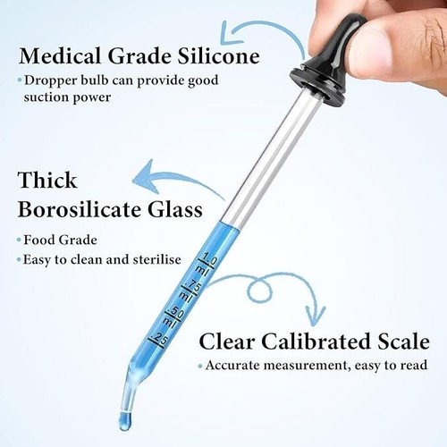 4 Pack 1ml Glass Eye Dropper with Measurement, Glass Medicine Droppers Tool, ... - 第 5/5 張圖片