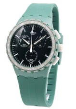 New Swiss Swatch Originals RACING ROAR Green Silicone Chrono Watch 42mm SUSG403