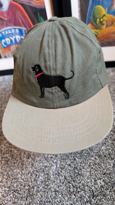 VTG Black Dog Brand Hat Cap Green Marthas Vineyard Strapback Adjustable  Baseball