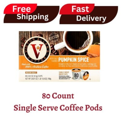 Victor Allen's Coffee Pumpkin Spice Flavored Medium Roast Coffee, 80 Count Pods