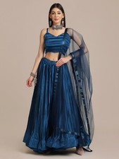 Latest Indian Wear Party Wear Blue Lehenga Choli New Design Platting Work