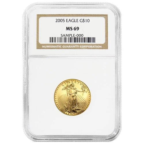 2005 $10 American Gold Eagle 1/4 oz NGC MS69 Brown Label