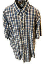 Izod Men's Orange Multi Plaid Button-Down Short Sleeve Shirt Size LT. D93