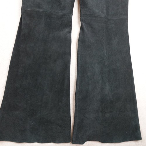 Vintage Giorgio Studio Pants Womens 10 Black Y2K Leather Suede Flared Drawstring - Picture 15 of 16