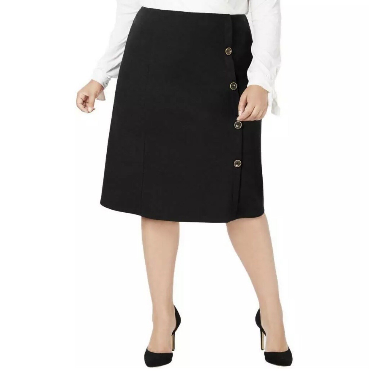 NY Collection Women's Plus Black Knee 