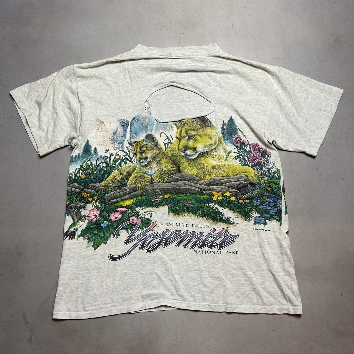 Vintage Yosemite Mountain Lions Single Stitch Tee Shirt Thrashed 