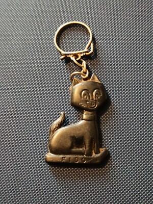 SCHLÜSSELANHÄNGER SCHLÜSSEL KATZE KUNSTSTOFF SCHWARZ FIDO PUB SELTEN VINTAGE ALTE SAMMLUNG