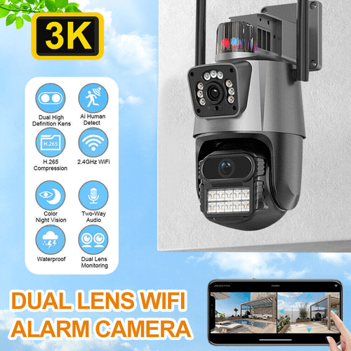 Dual Lens WiFi IP Camera Wireless Outdoor CCTV PTZ Home Security IR Cam ICSEE - Picture 7 of 17