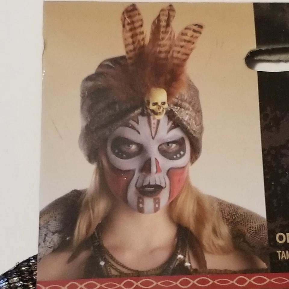 Шляпа-тюрбан ведьма доктор вуду череп перья костюм для Хэллоуина для взрослых - Изображение 4 из 4