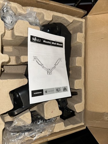 WALI Heavy Duty Dual Monitor Gas Spring Arm Wall Mount in Black GSWM002 - 第 1/4 張圖片