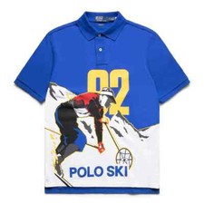 Men's Polo Ralph Lauren Big  Tall 92 Graphic Print Ski Mesh Polo Shirt New